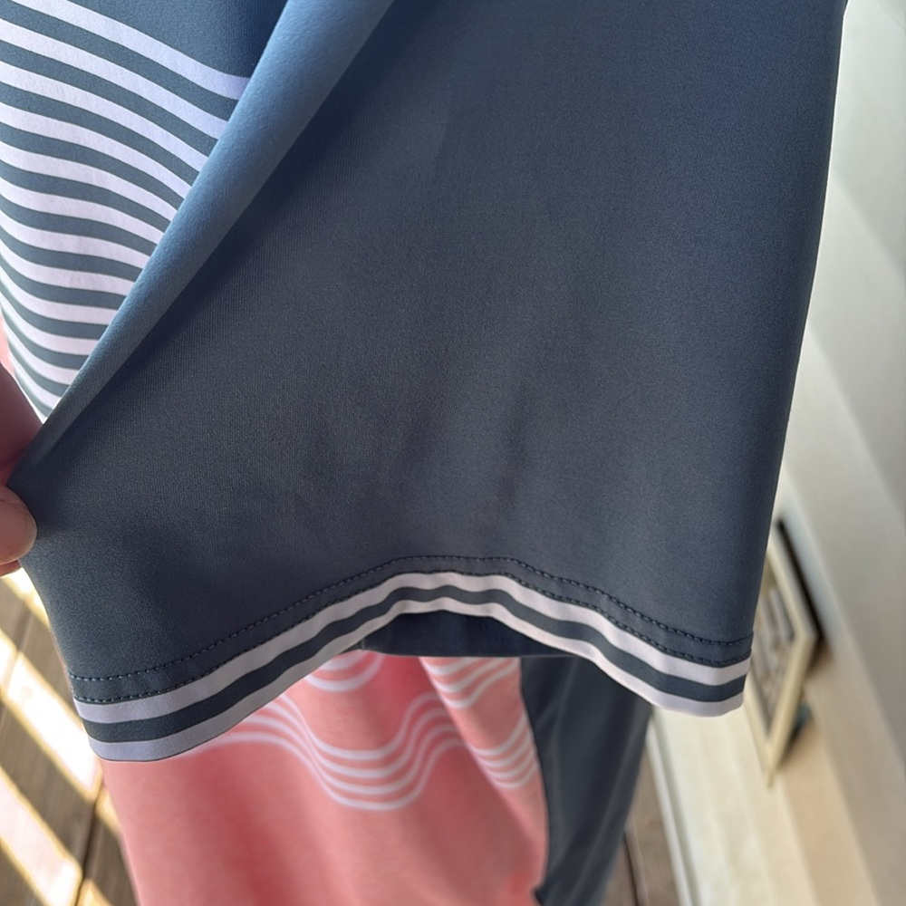Puma Men's Blue/light gray and Pink Striped Polo Shirt. XL. Great condition. - Picture 3 of 5